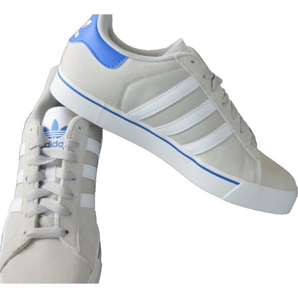 Adidas Men\'s Campus Vulc Grey Blue White Soccer Skate Shoes White Sizes NIB